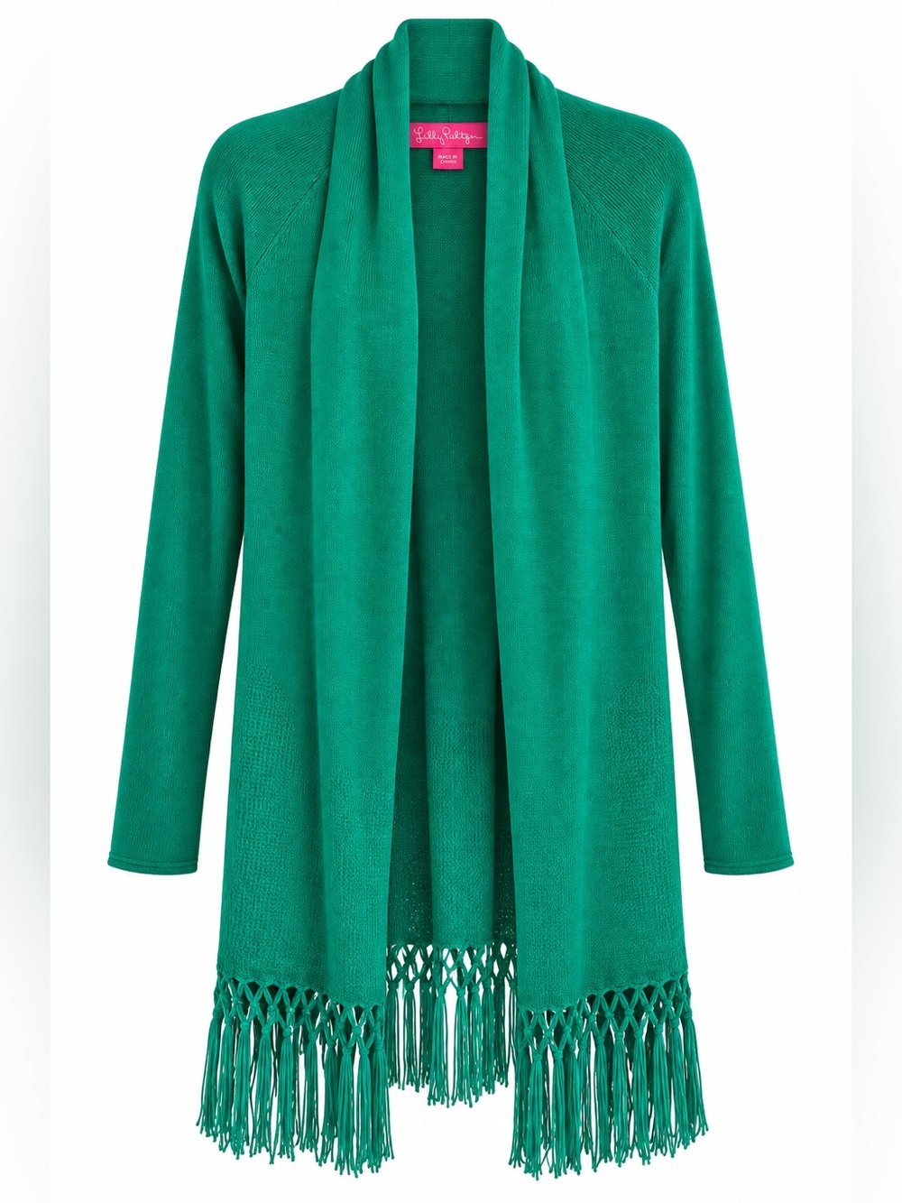 Lilly Pulitzer Tatum Cardigan Green Fringe Size Small NWT